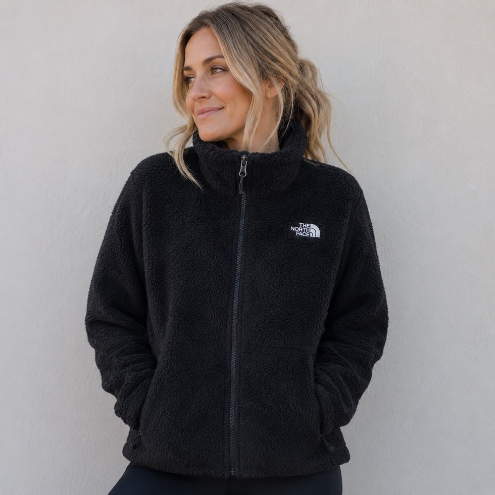 NORTH FACE Sherpa Osito Jacket Full Zip Women Medium Black Fleece Hiking Fall